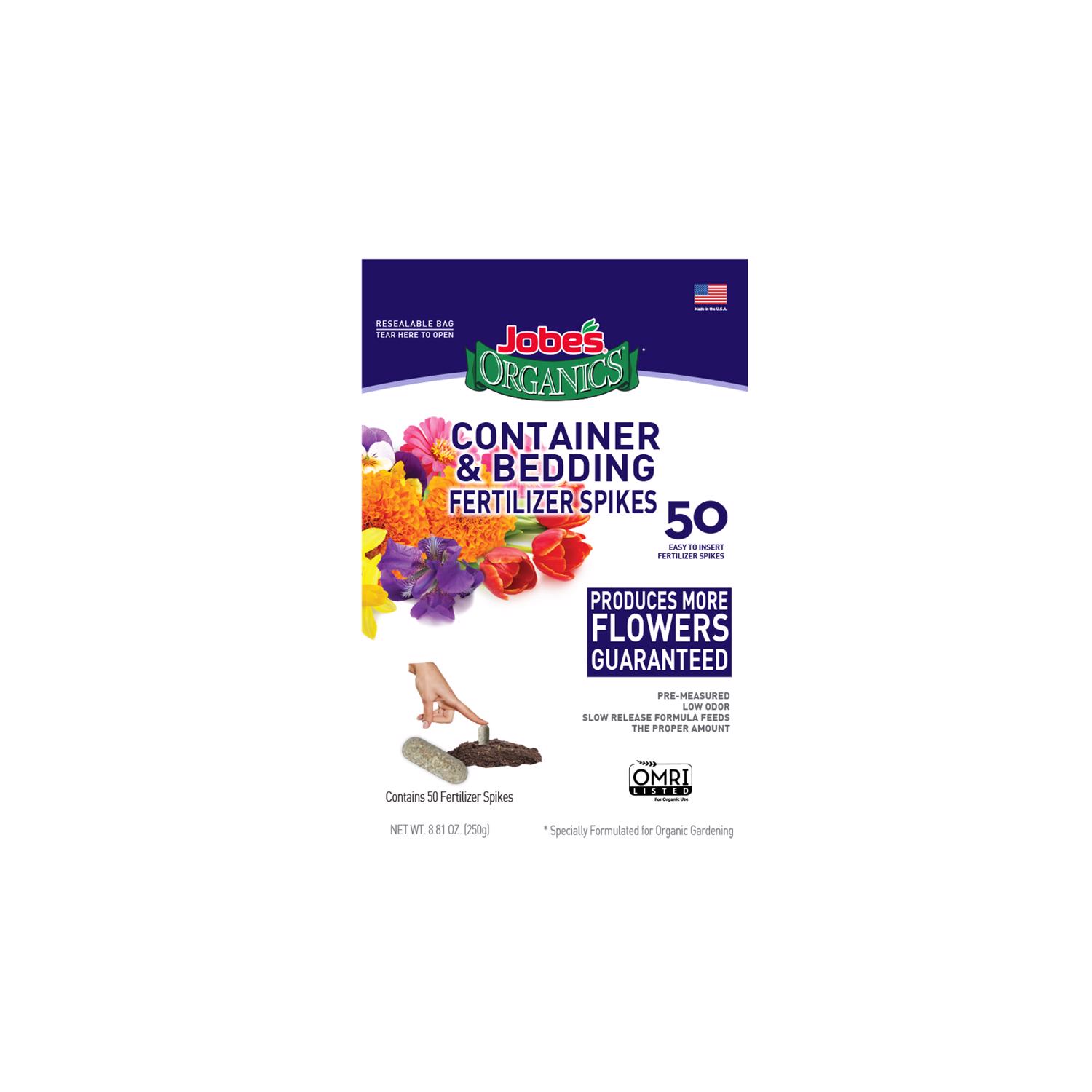 Jobe\u0027s Organic Spikes Container \u0026 Bedding Plant Food 0.55 lb - Intensery