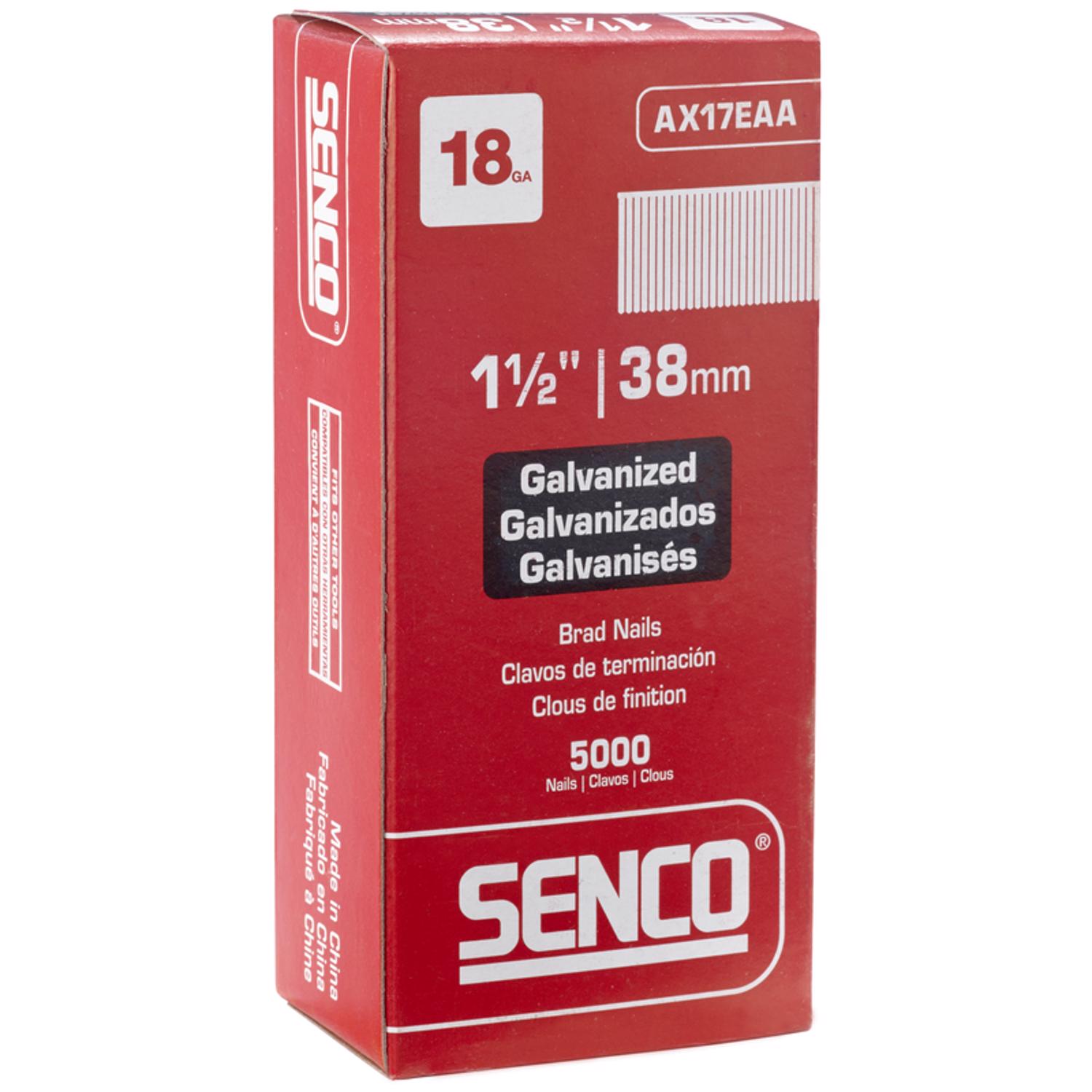 Senco 1-1/2 in. 18 Ga. Straight Strip Galvanized Brad Nails 5000 pk - Intensery