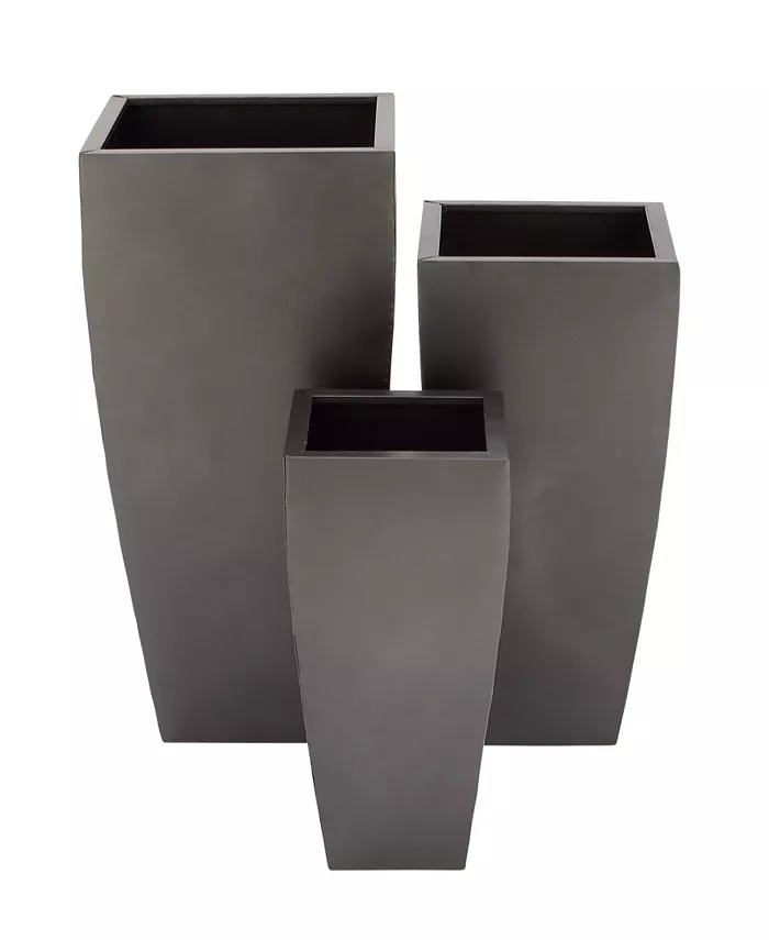 Rosemary Lane Metal Indoor Outdoor Light Weight Planter with Tapered Base and Polished Exterior Set of 3 - Intensery