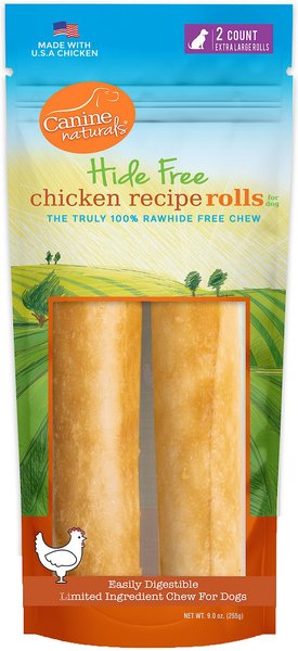 Canine Naturals Hide Free Chicken Recipe X-Large Roll Dog Chew Treat， 2 count - Intensery