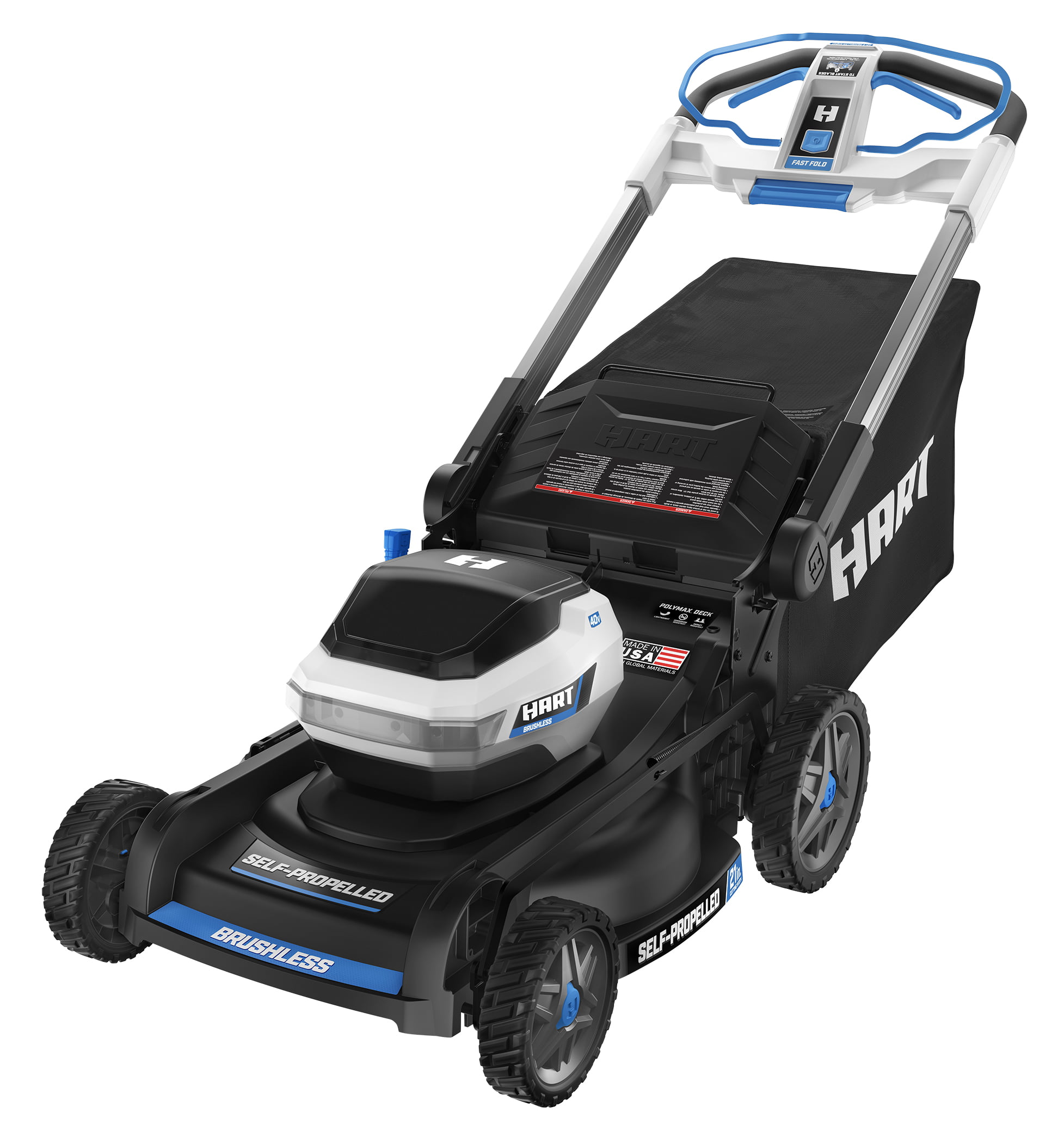HART 40-Volt 21-Inch 3-IN-1 Self-Propelled Mower (2) 6.0 Ah Lithium-Ion Batteries - Intensery