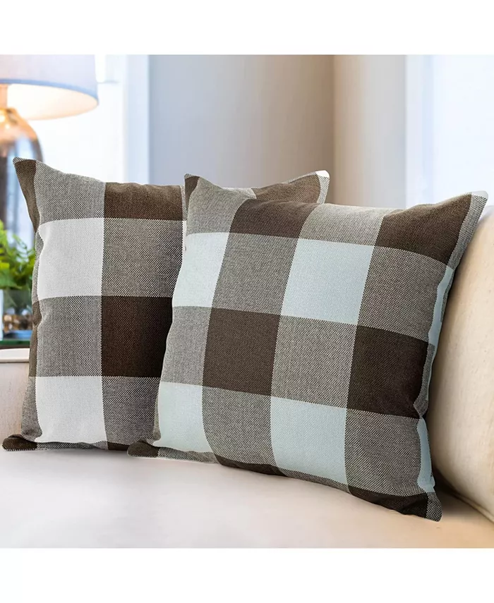 Zulay Kitchen 2 Pack Buffalo Plaid Throw Pillow Outdoor Indoor Covers 16x16 inches - Intensery