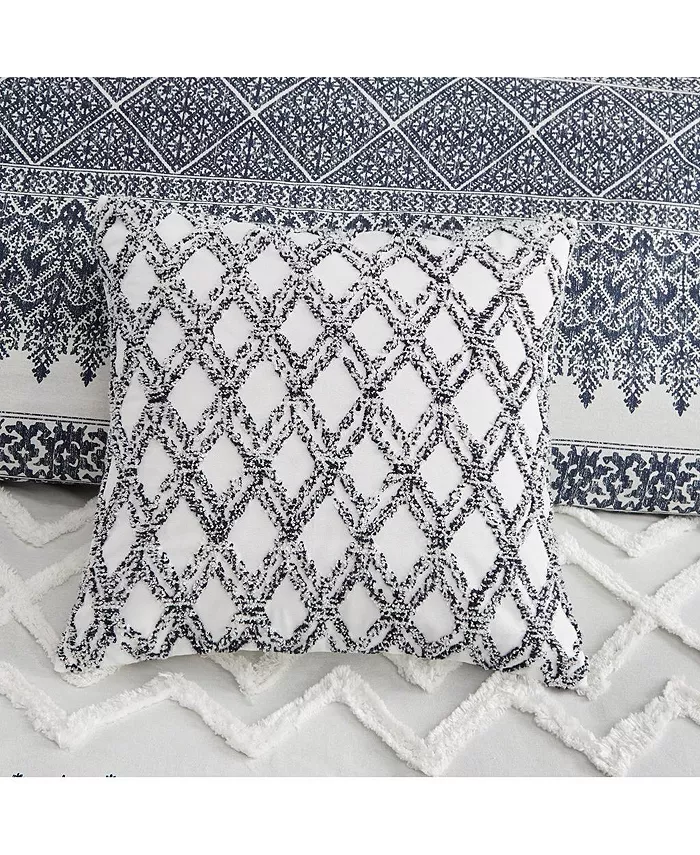 Gracie Mills Cotton Embroidered Square Pillow - Intensery