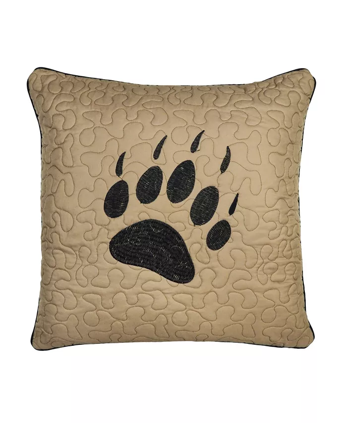 American Heritage Textiles Bear Walk Plaid Paw Decorative Pillow， 18
