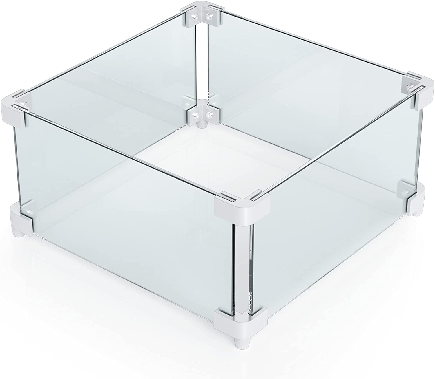 Rectangle Fire Pit Glass Wind Guard, 22 x 22 x 6 inch, Thick 5/16'' Heat-Resistant Tempered Glass Guard - Intensery