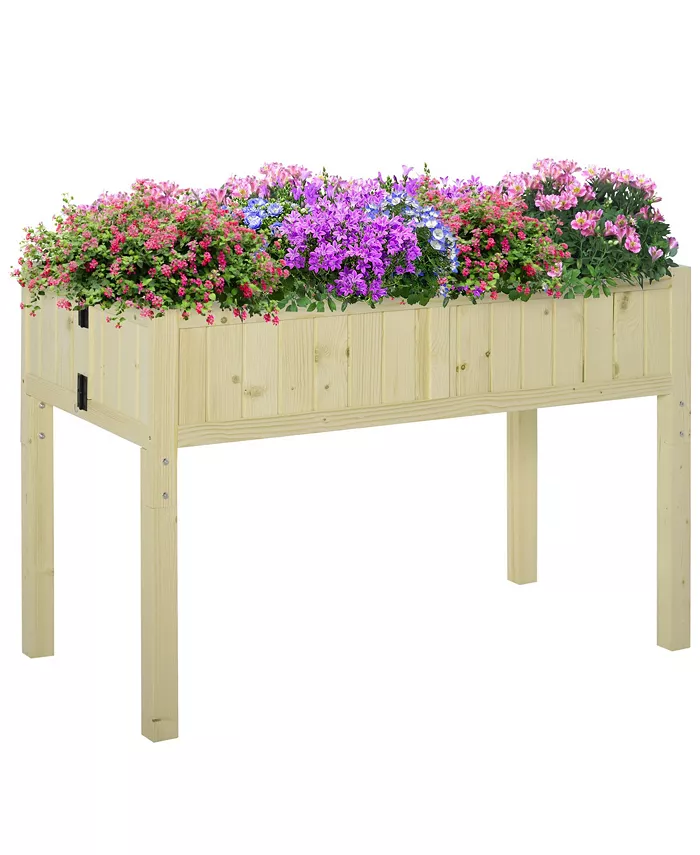Outsunny Outdoor Patio  Backyard Plant Box w  Included Inner Liner， Wood - Intensery