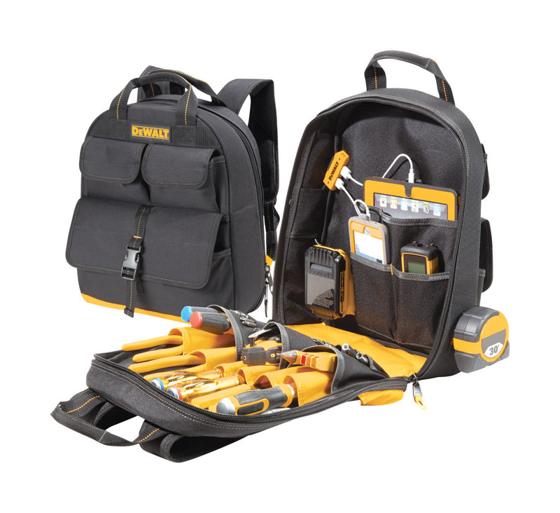 DeWalt 6 in. W X 19.75 in. H Ballistic Polyester Tool Charging Back Pack 23 pocket Black/Yellow 1 pc - Intensery