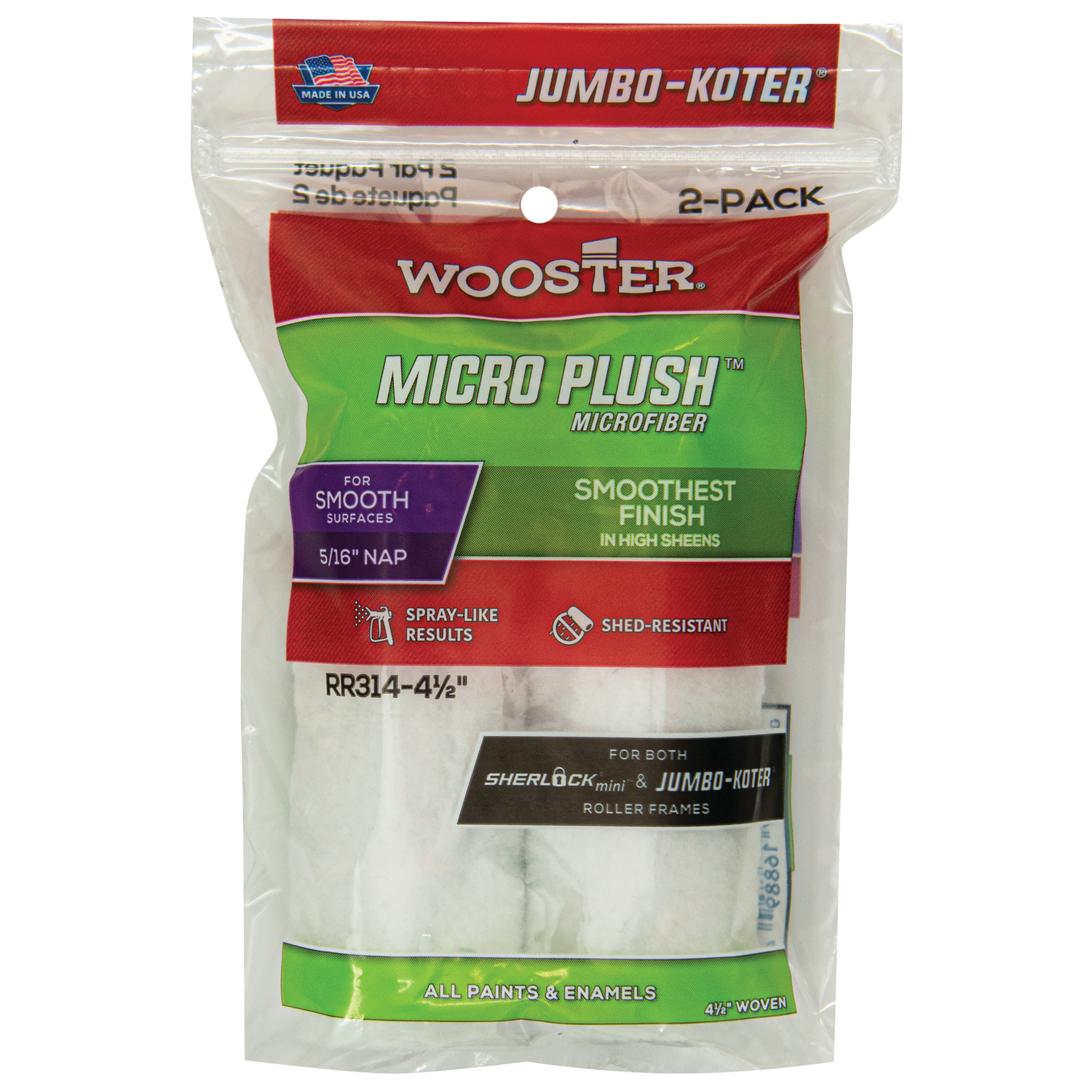Wooster Micro Plush Woven 4-1/2 in. W X 5/16 in. Paint Roller Cover 2 pk - Intensery