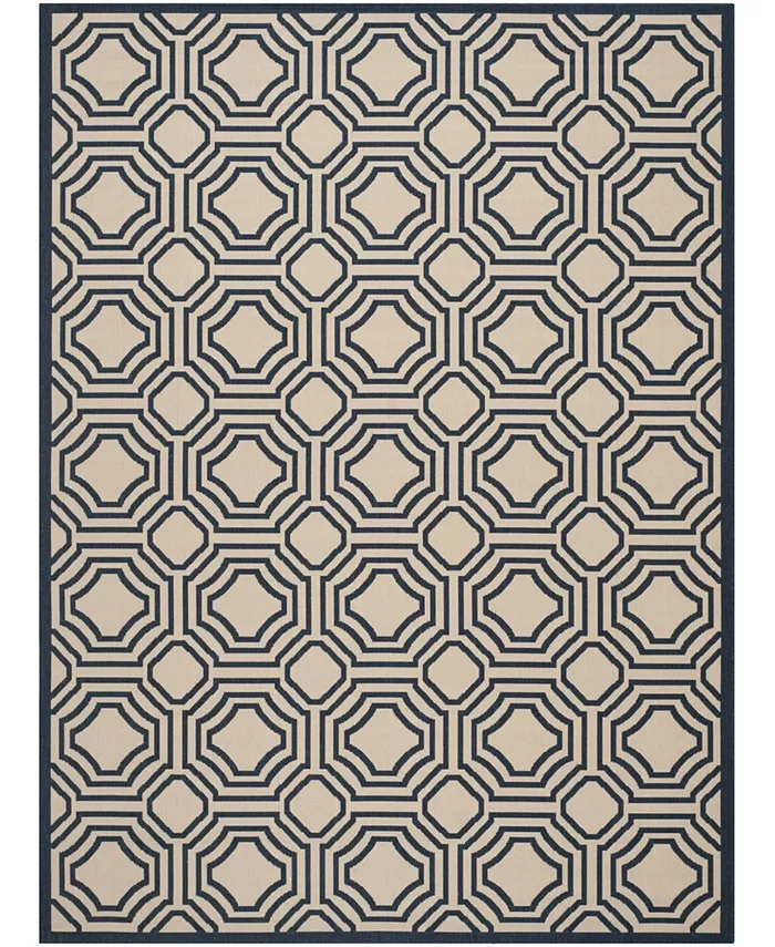 Safavieh Courtyard Beige and Navy 8' x 11' Outdoor Area Rug - Intensery
