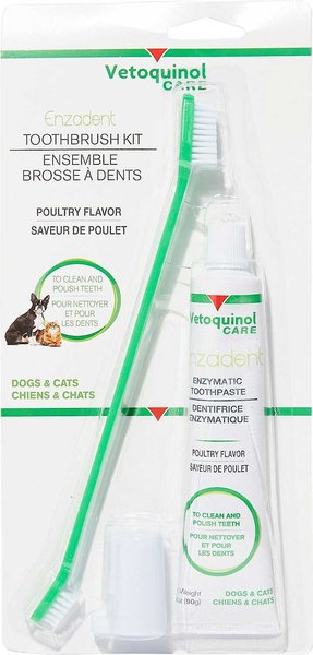 Vetoquinol Enzadent Enzymatic Poultry Flavor Dog and Cat Dental Kit - Intensery