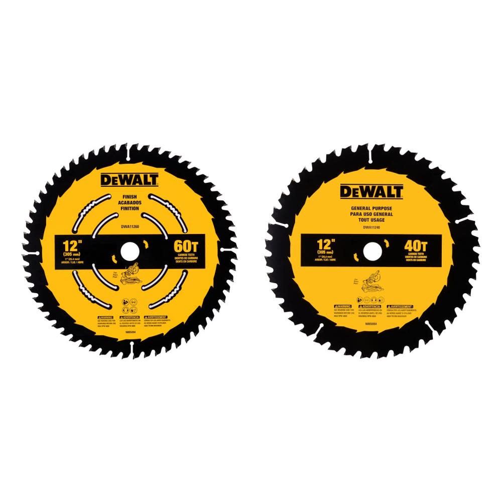 DEWALT 12 40T and 60T Circular Saw Blades 2pk - Intensery