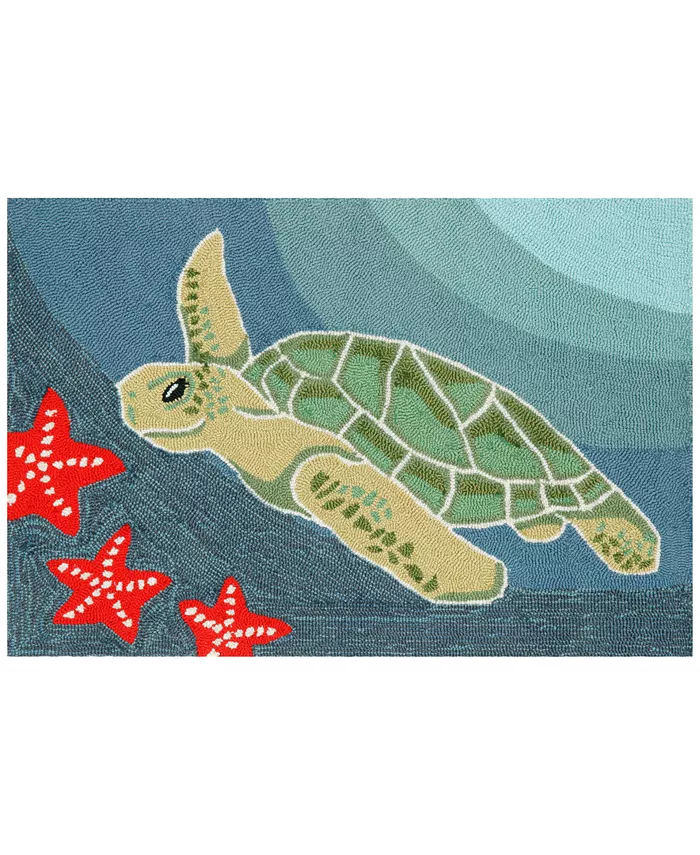 Liora Manne' Liora Manne Front Porch Indoor Outdoor Sea Turtle Ocean 2' x 3' Area Rug - Intensery