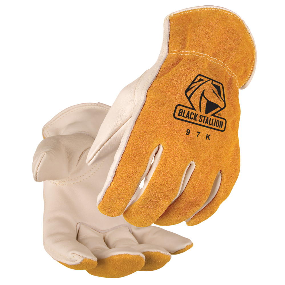 Black Stallion Versatile Grain Cowhide Drivers Gloves 2X - Intensery