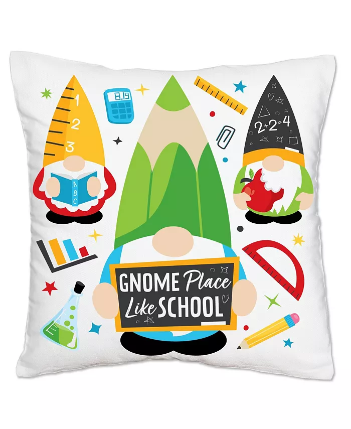 Big Dot of Happiness School Gnomes Classroom Decorative Cushion Case - Throw Pillow Cover 16 x 16 In - Intensery