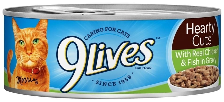 9 Lives Hearty Cuts with Real Chicken and Fish in Gravy Canned Cat Food - 5.5 oz， case of 24 - Intensery