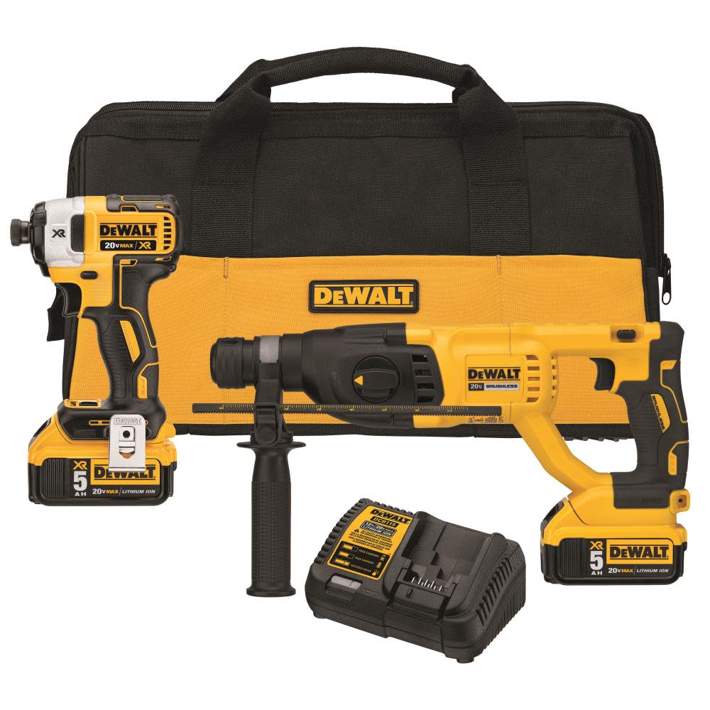 20V MAX XR Brushless 1 In. SDS Plus Rotary Hammer and Impact Driver Kit - Intensery