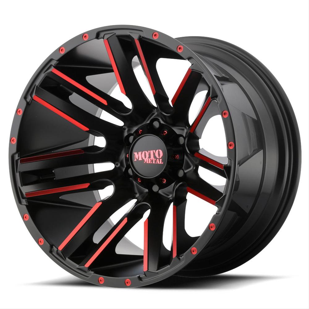 Moto Metal MO97821050524NRC Moto Metal Series MO978 Razor Satin Black Wheels with Machined Accents and Red Clearcoat - Intensery