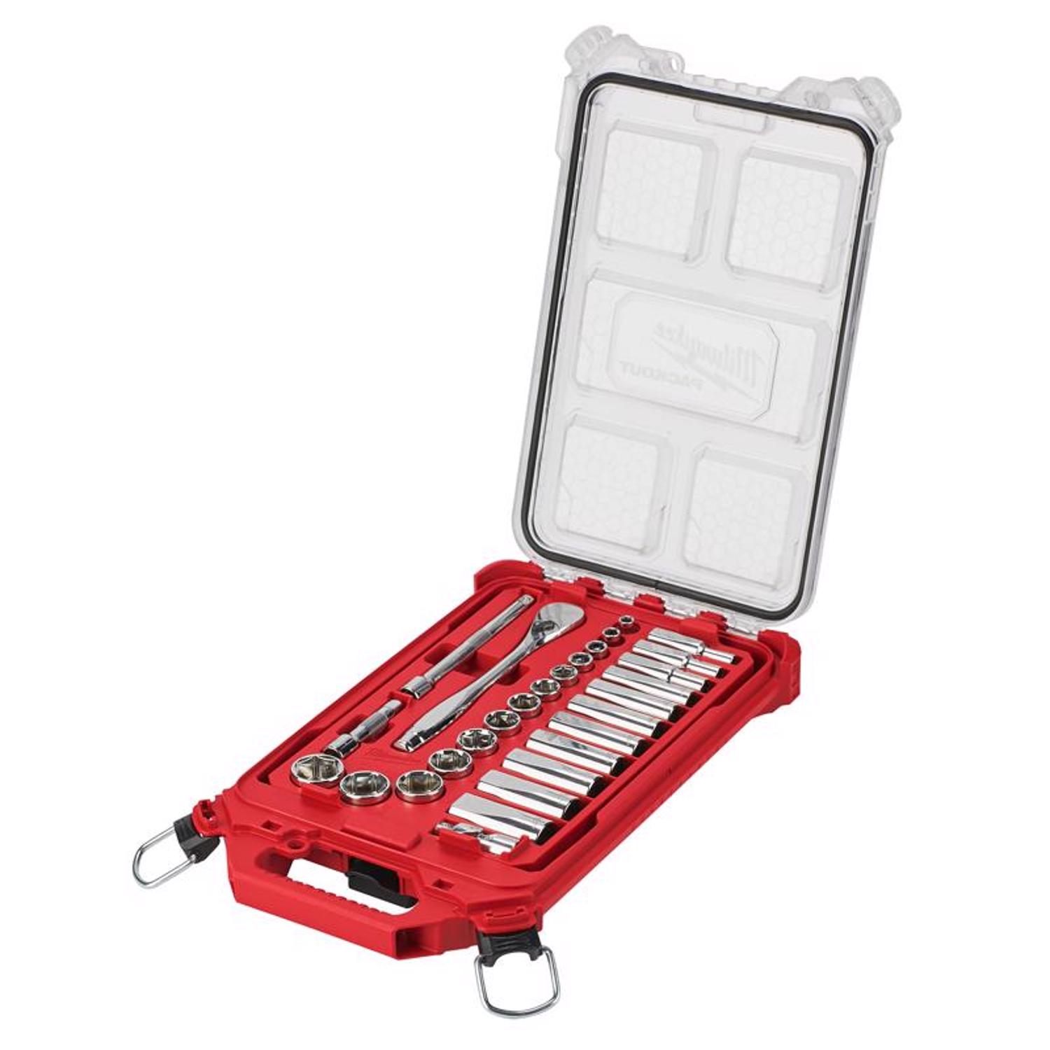 Milwaukee Packout 3/8 in. drive SAE Ratchet and Socket Set - Intensery