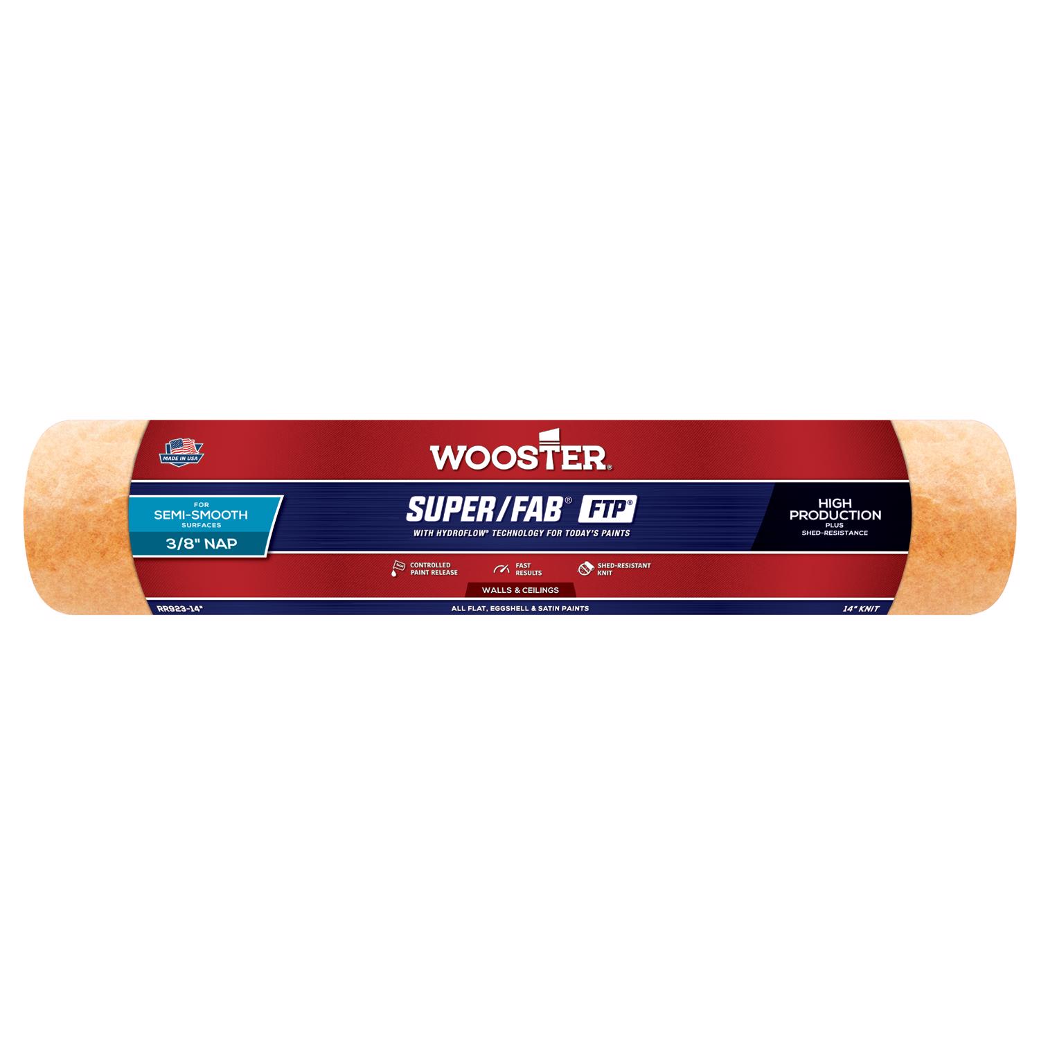 Wooster Super/Fab FTP Synthetic Blend 14 in. W X 3/8 in. Regular Paint Roller Cover 1 pk - Intensery