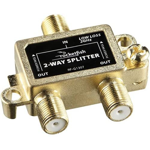 Rocketfish RF-G1307 2-Way Coaxial Splitter-Golden - Intensery
