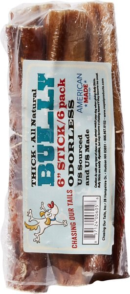 Chasing Our Tails Odorless Thick 6'' Bully Sticks Dog Treats - Intensery