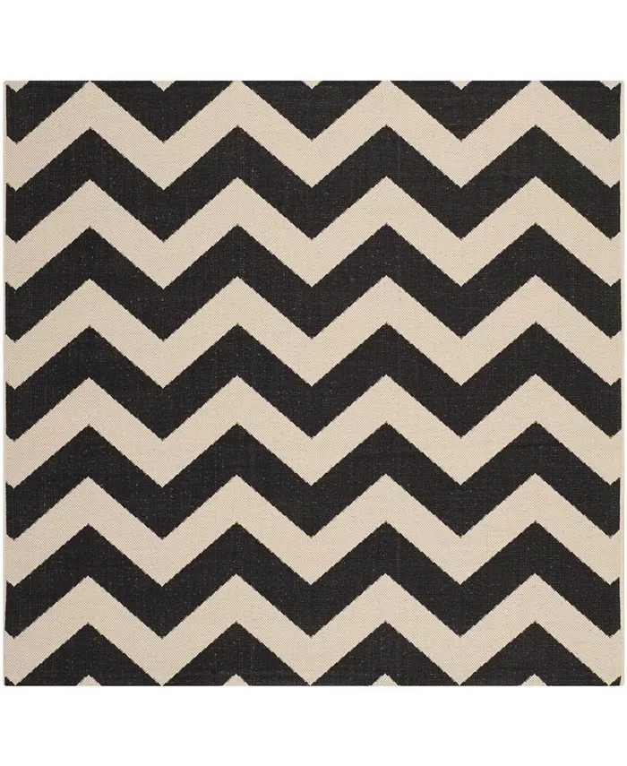 Safavieh Courtyard Black and Beige 4' x 4' Sisal Weave Square Outdoor Area Rug - Intensery