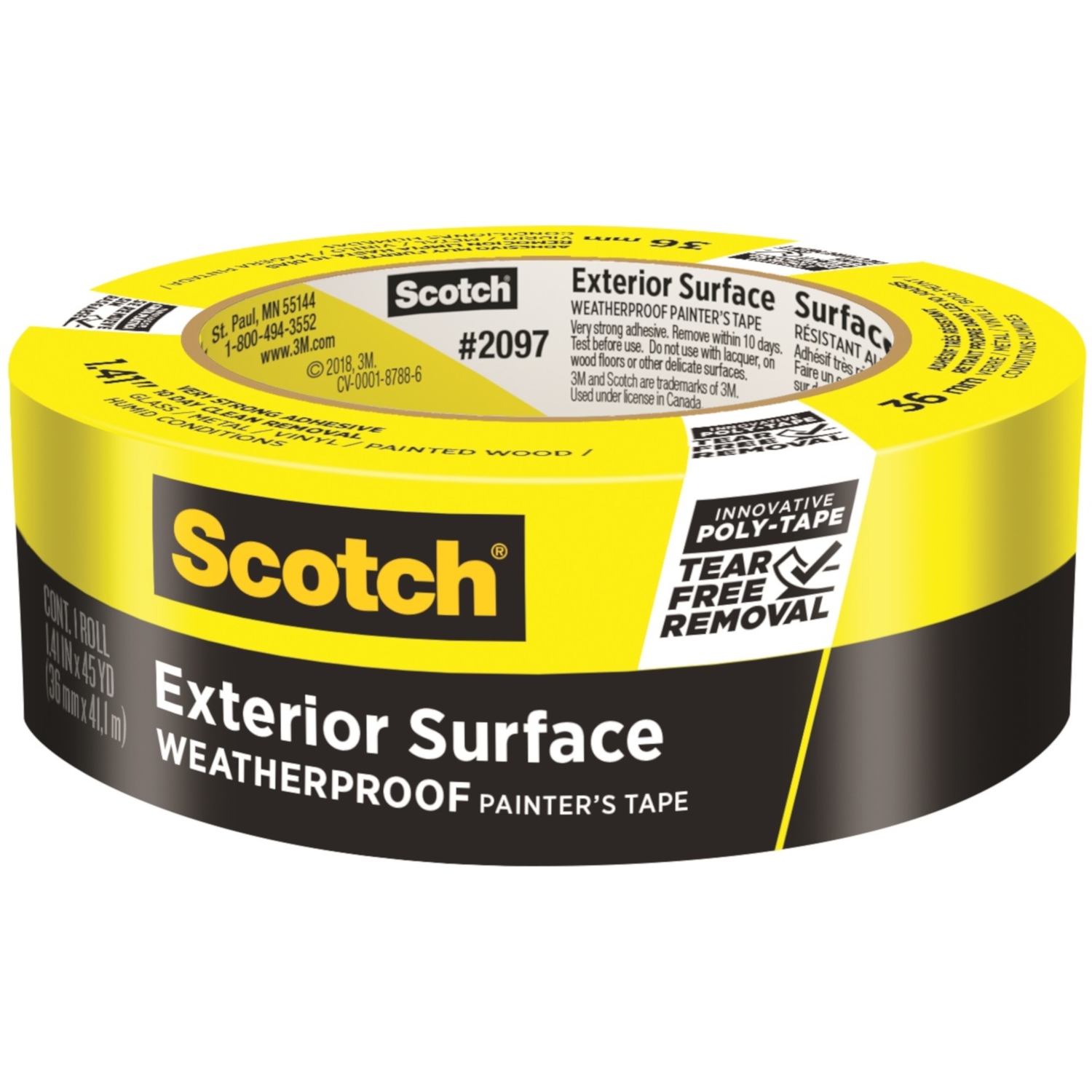 Scotch 1.41 in. W X 45 yd L Yellow High Strength Painter\u0027s Tape 1 pk - Intensery