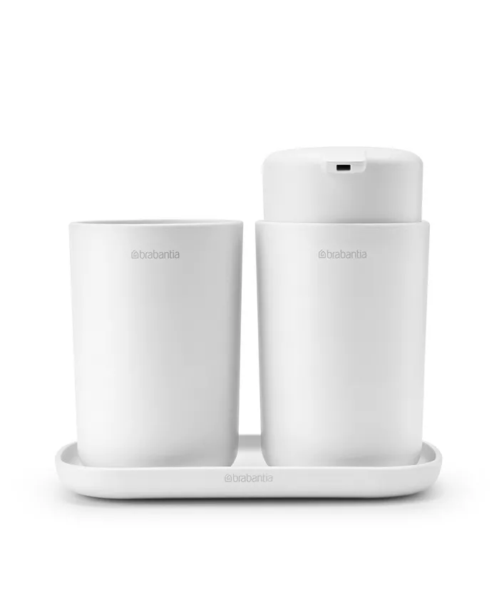 Brabantia Renew Bathroom Accessory Set ofandnbsp 3 - Soap Dispenser， Toothbrush Holder and Tray - Intensery