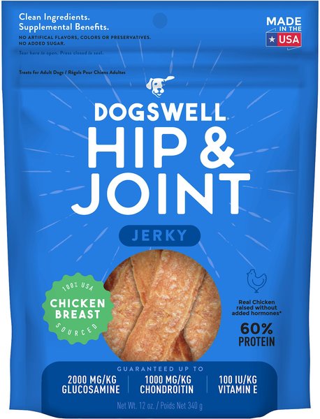 Dogswell Jerky Hip and Joint Chicken Recipe Grain-Free Dog Treats - Intensery