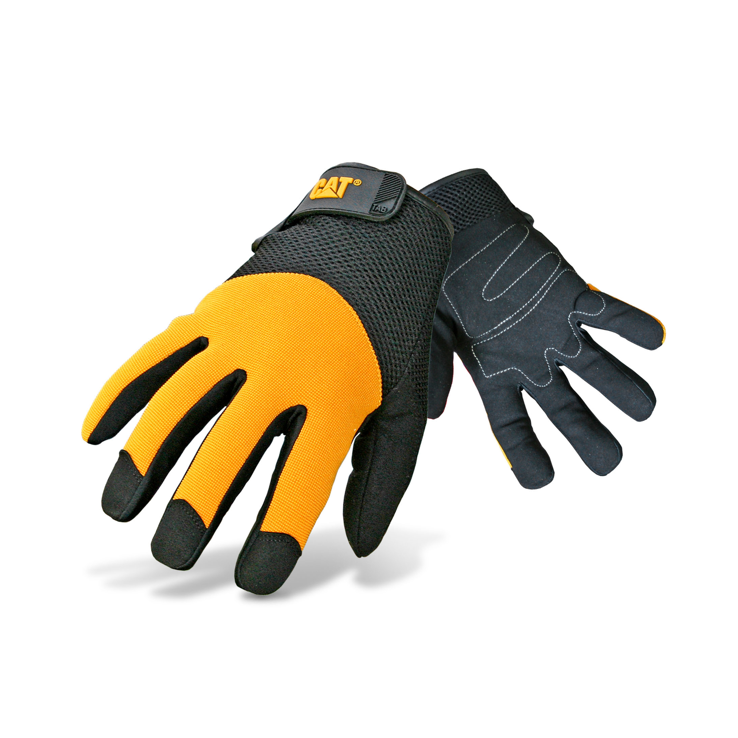 CAT Men\u0027s Indoor/Outdoor Padded Work Gloves Black/Yellow L 1 pair - Intensery