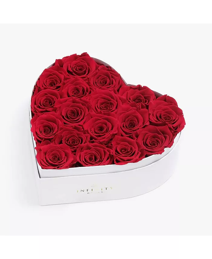 Infinity Roses Heart Box of 17 Red Real Roses Preserved to Last Over a Year - Intensery