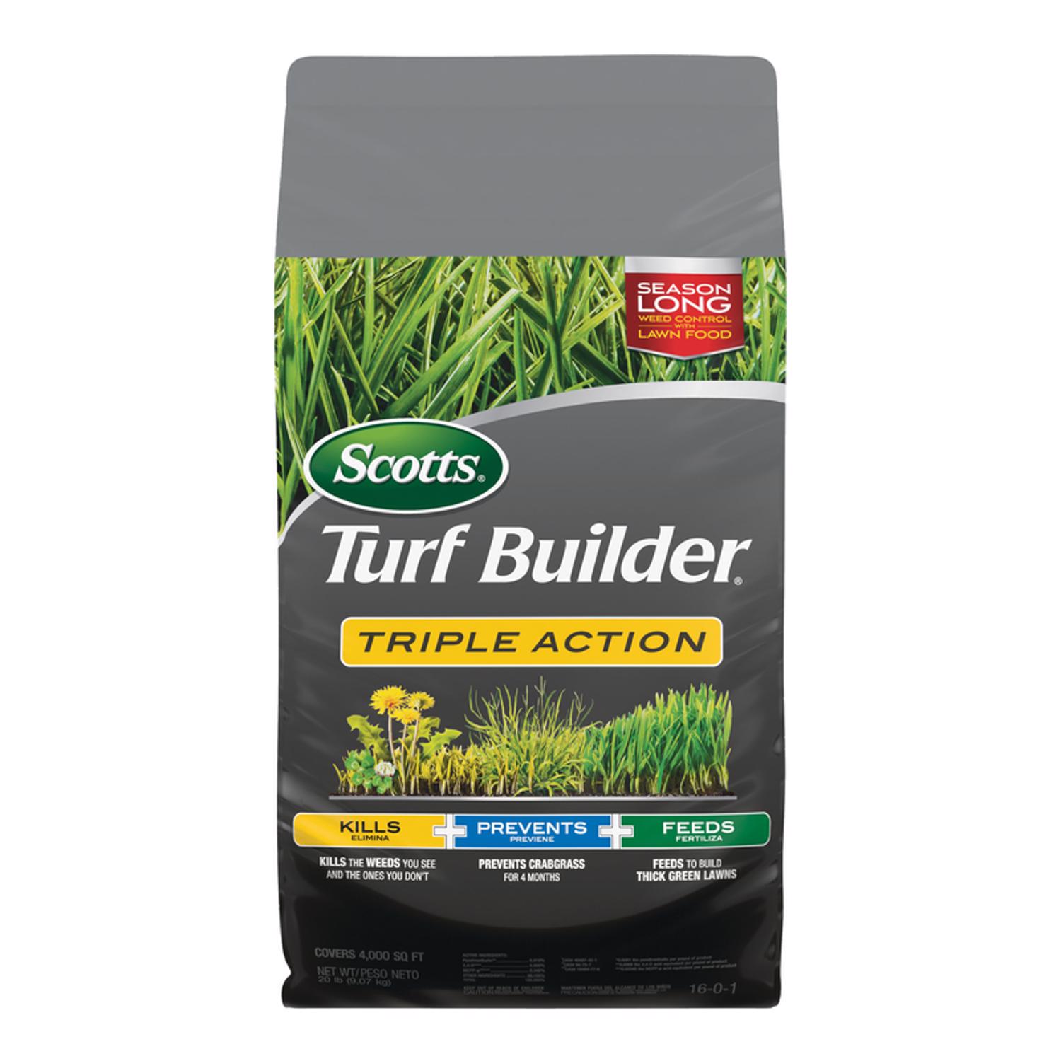 Scotts Turf Builder Triple Action1 Weed \u0026 Feed Lawn Fertilizer For All Grasses 4000 sq ft - Intensery