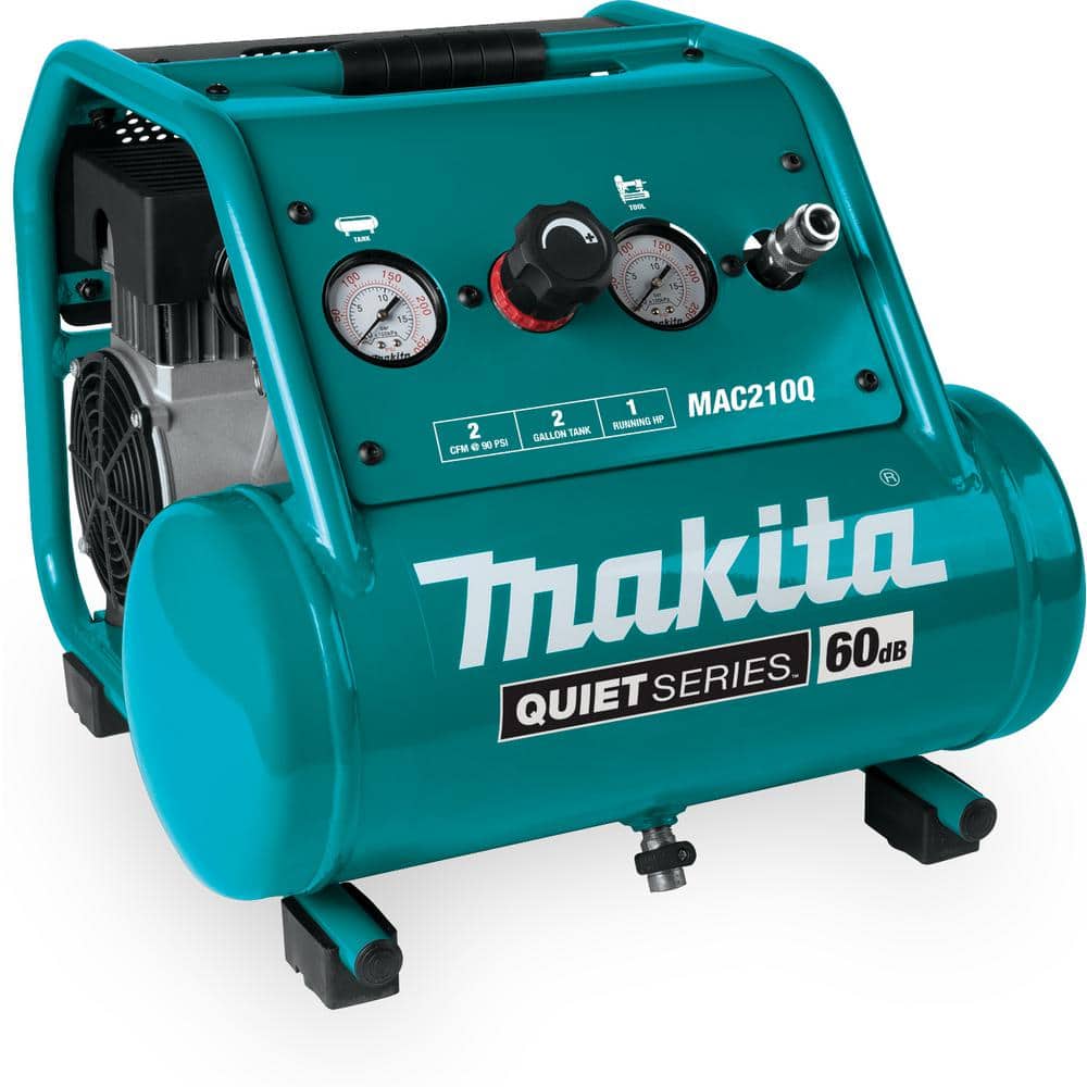 Makita Quiet Series 2 Gal. 1 HP Oil-Free Electric Air Compressor MAC210Q - Intensery