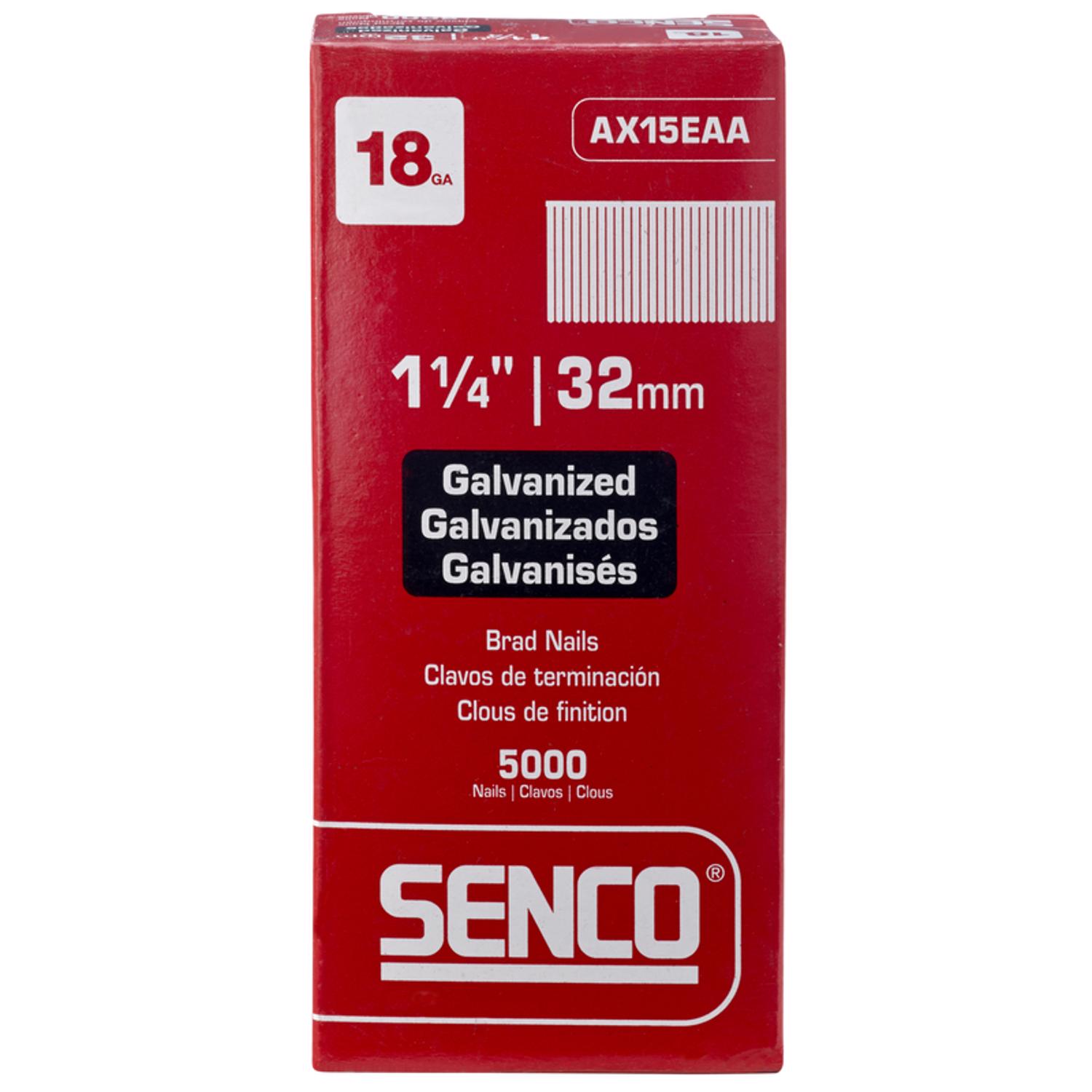 Senco 1-1/4 in. 18 Ga. Straight Strip Galvanized Brad Nails 5000 pk - Intensery