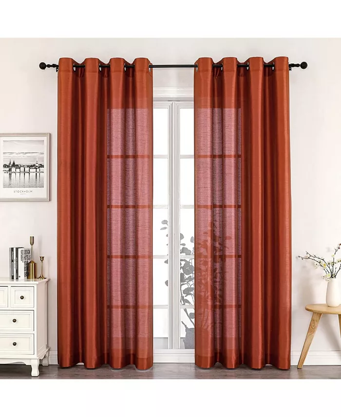 Kate Aurora Artisan Lightweight Transparent Faux Silk Sheer Grommet Single Curtain Panel - Intensery