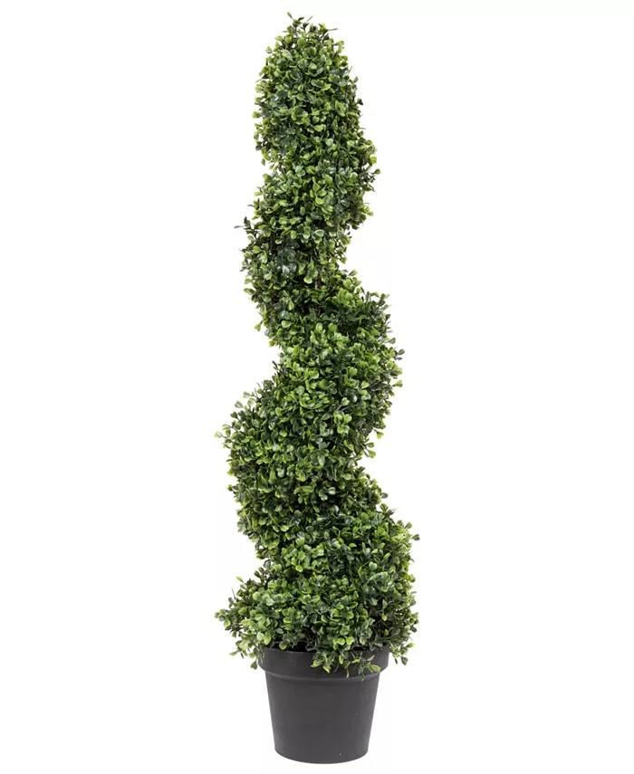 Vickerman 3' Artificial Potted Green Boxwood Spiral Tree - Intensery