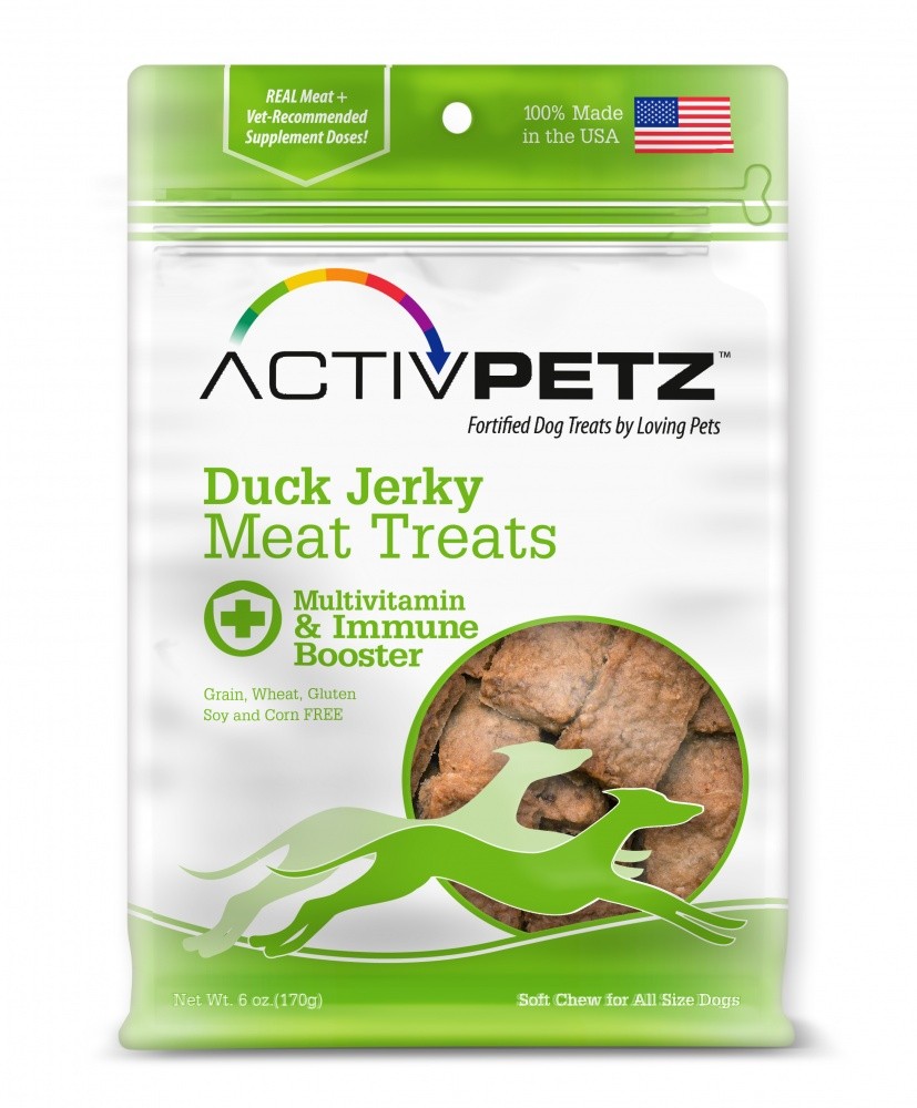Loving Pets ActivPetz Grain Free Duck Jerky Multivitamin and Immune Maintenance Dog Treats - 7 oz - Intensery