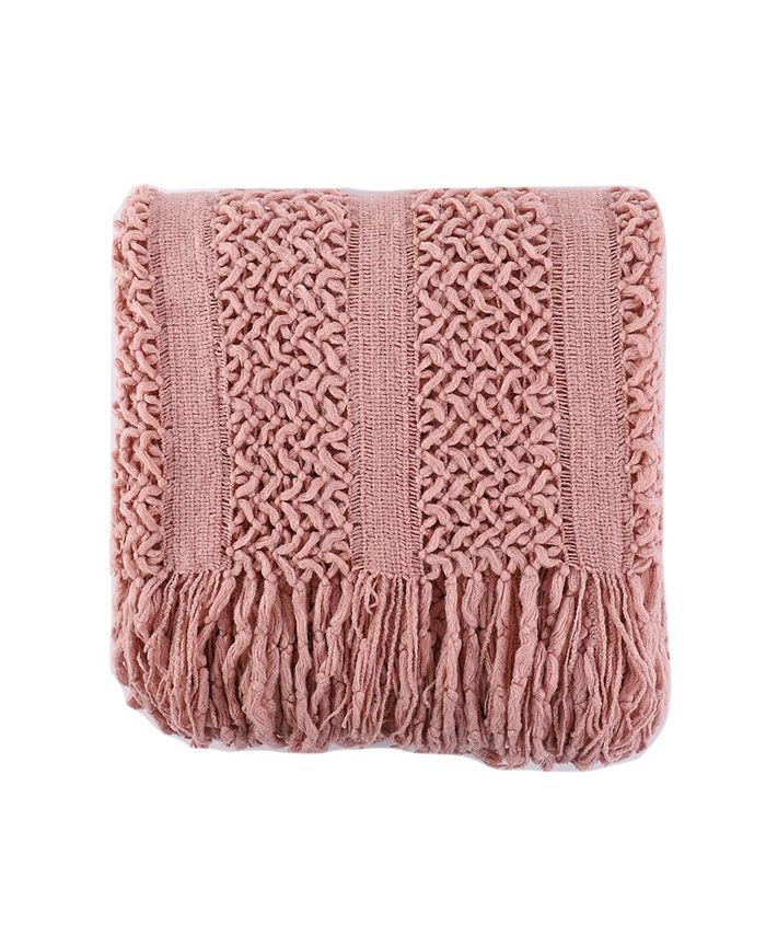 Battilo Solid Knit Mesh Tassels Throw - Intensery