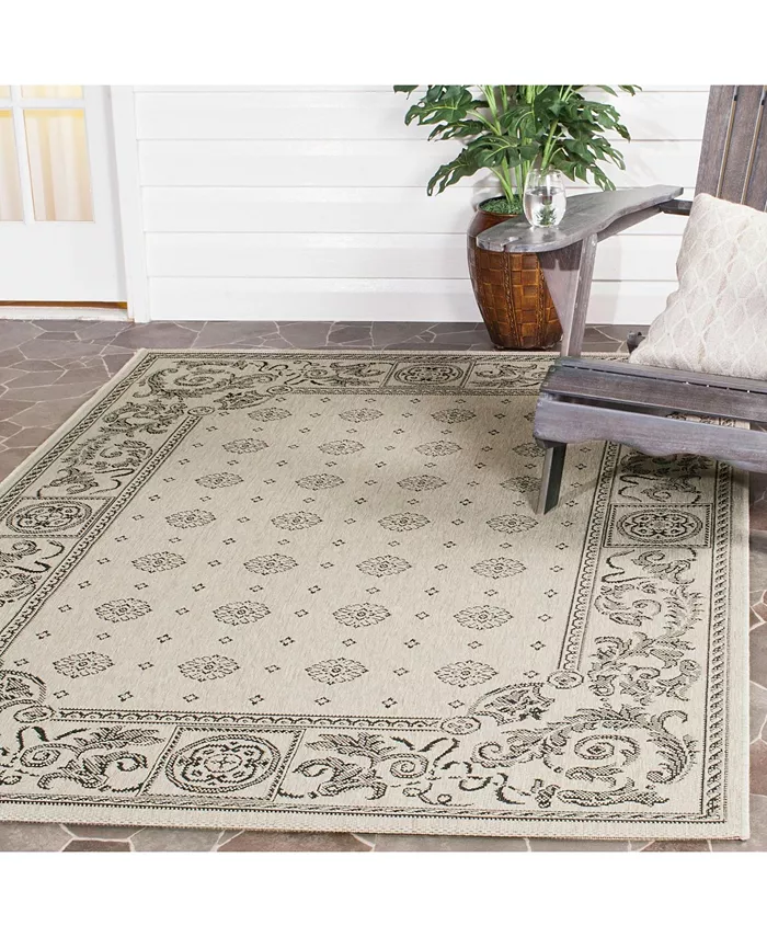 Safavieh Courtyard Sand and Black Outdoor Area Rug Collection - Intensery