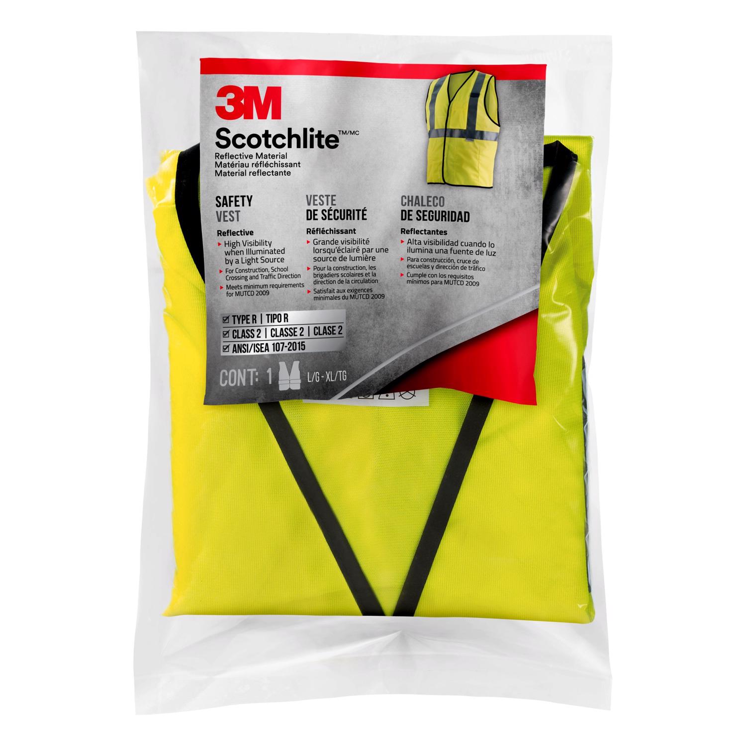 3M Scotchlite Reflective Safety Vest High Visibility Yellow L/XL - Intensery