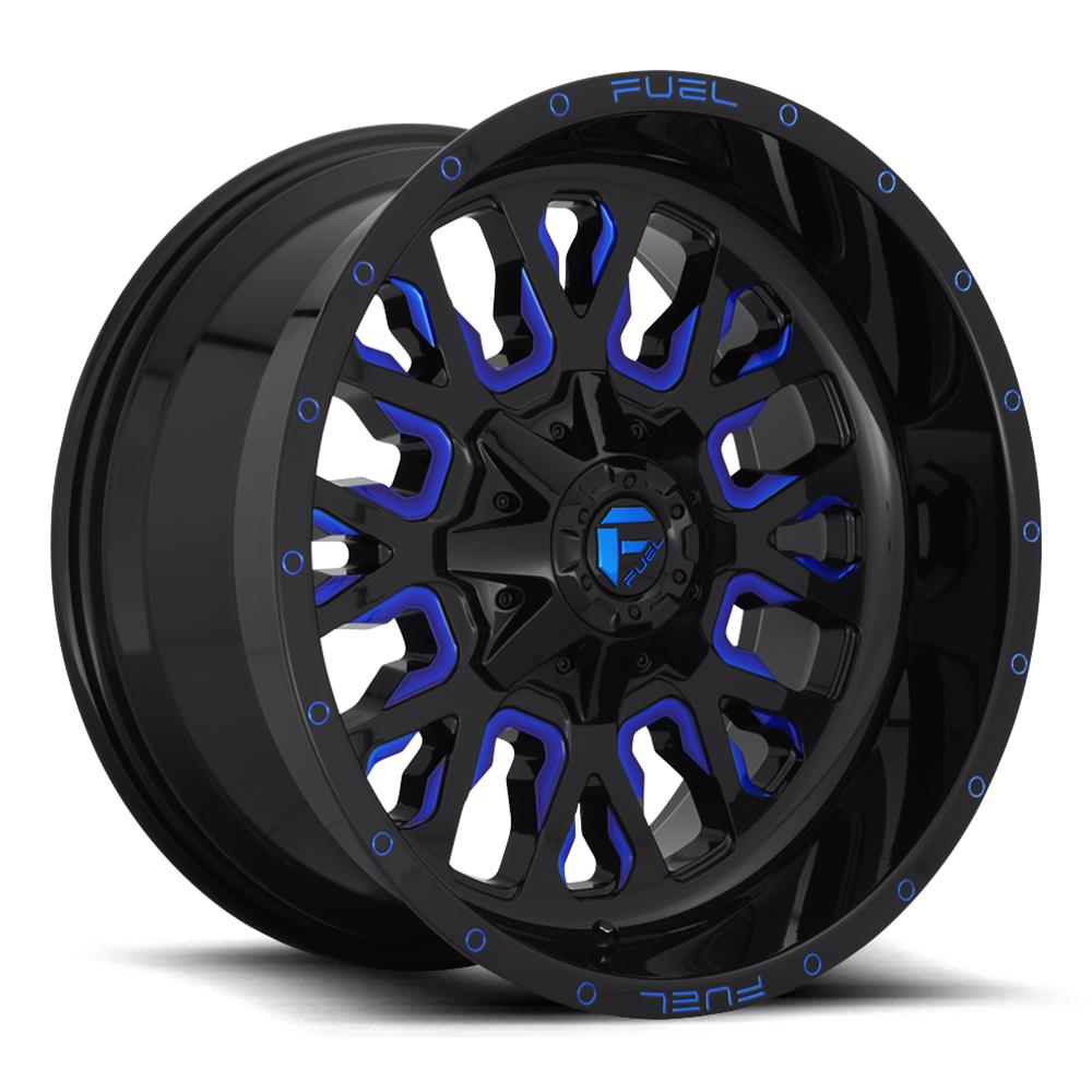 Fuel Off-Road D64520908257 Fuel Off-Road Stroke D645 Series Gloss Black Wheels with Candy Blue Accents - Intensery