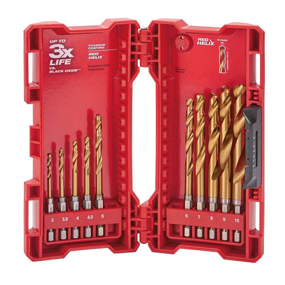 Milwaukee 10-Piece Metric Titanium SHOCKWAVE Red Helix Drill Bit Kit 48-89-4859 from Milwaukee - Intensery