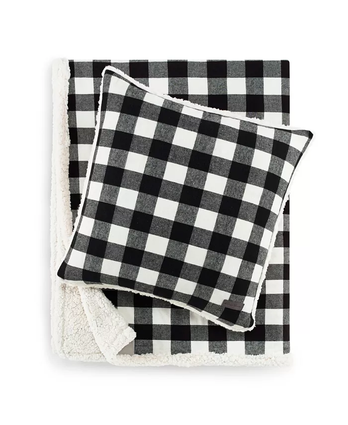 Eddie Bauer CLOSEOUT! Cabin Plaid Cotton Yarn Dyed Flannel Throw Pillow and Blanket Set - Intensery