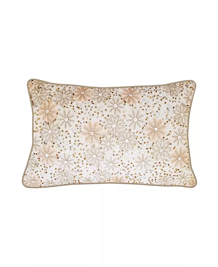 Ediebrations Pillow Allover Beading and Sequins Floral with Metallic Flange - Intensery