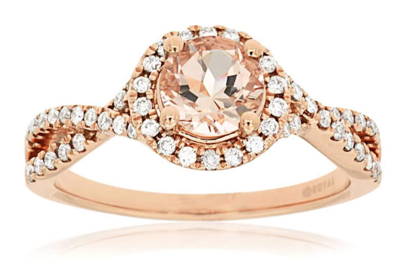 Royal Jewelry 14K Rose Gold Diamond and Morganite Ring - Intensery