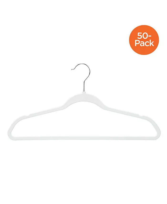 Honey Can Do 50-Pack Rubber Space-Saving Hanger， White - Intensery