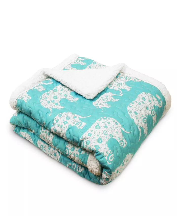 Lush Dandeacutecor Elephant Print Sherpa Throw Blanket - Intensery