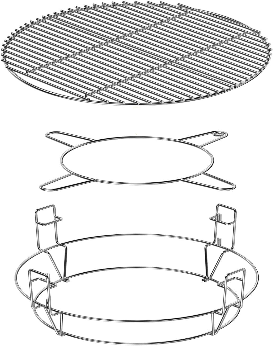 Grates, Flexible Base Rack, Cross Rack Cooking Grates System Grilling Accessory for 21-Inch Kamado Grills & Smokers and  22