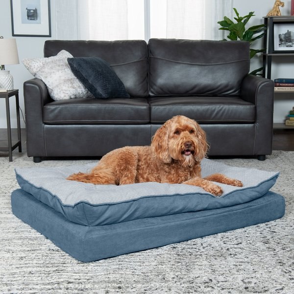 FurHaven Mink Fur and Suede PillowTop Orthopedic Cat and Dog Bed - Intensery