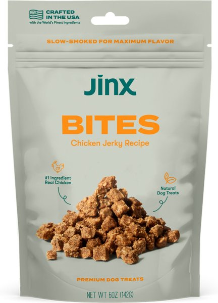 Jinx Chicken Bites Jerky Dog Treats， 5-oz bag - Intensery